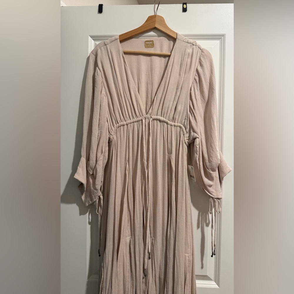 Free People Cream Long Sleeve Dress